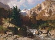 Alexandre Calame Mountain Torrent oil on canvas painting by Alexandre Calame, about 1850-60 painting